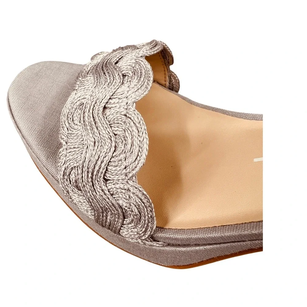 Dolce Vita Peltin Platform Heels Womens‎ 8.5 Grey Woven Raffia Block Heel NWT